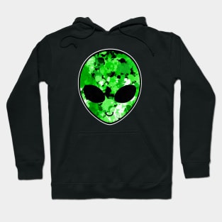 Green Paint Splatter Alien Head Hoodie